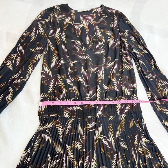 A.L.C. Rory V-Neck Long Sleeve Silk Print Dress Black Size 0 - Picture 8 of 16